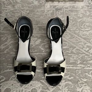 Black and white sandals